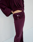 MIRALYS MAXI SKIRT IN PLUM SPANDEX
