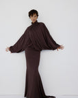 FLORO TOP IN UMBER BROWN SPANDEX JEREY