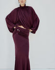 MIRALYS MAXI SKIRT IN PLUM SPANDEX - De La Vali
