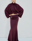 MIRALYS MAXI SKIRT IN PLUM SPANDEX - De La Vali