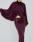 MIRALYS MAXI SKIRT IN PLUM SPANDEX - De La Vali