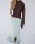 MALITA TOP IN UMBER BROWN GEORGETTE - De La Vali
