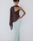 MALITA TOP IN UMBER BROWN GEORGETTE - De La Vali