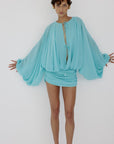 EULALIA DRESS IN AQUA BLUE CHIFFON - De La Vali