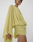 EULALIA DRESS IN PEAR CHIFFON - De La Vali
