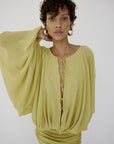 EULALIA DRESS IN PEAR CHIFFON