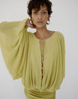 EULALIA DRESS IN PEAR CHIFFON - De La Vali