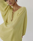 EULALIA DRESS IN PEAR CHIFFON - De La Vali