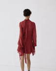 CASIMIRO MINI DRESS IN BURNT RED GEORGETTE - De La Vali