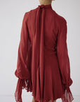 CASIMIRO MINI DRESS IN BURNT RED GEORGETTE - De La Vali