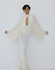ELIODORO MAXI DRESS IN BRIGHT CREAM SLINKY KNIT - De La Vali