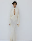 ELIODORO MAXI DRESS IN BRIGHT CREAM SLINKY KNIT