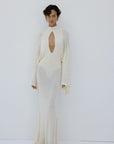 ELIODORO MAXI DRESS IN BRIGHT CREAM SLINKY KNIT - De La Vali