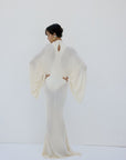 ELIODORO MAXI DRESS IN BRIGHT CREAM SLINKY KNIT - De La Vali
