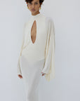 ELIODORO MAXI DRESS IN BRIGHT CREAM SLINKY KNIT