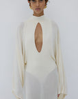ELIODORO MAXI DRESS IN BRIGHT CREAM SLINKY KNIT