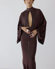 ELIODORO MAXI DRESS IN UMBER BROWN SLINKY KNIT