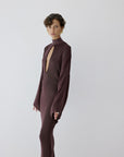 ELIODORO MAXI DRESS IN UMBER BROWN SLINKY KNIT