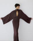 ELIODORO MAXI DRESS IN UMBER BROWN SLINKY KNIT
