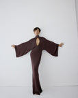 ELIODORO MAXI DRESS IN UMBER BROWN SLINKY KNIT