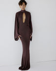 ELIODORO MAXI DRESS IN UMBER BROWN SLINKY KNIT