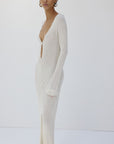 ELISIA MAXI DRESS IN BRIGHT CREAM SLINKY KNIT