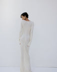 ELISIA MAXI DRESS IN BRIGHT CREAM SLINKY KNIT - De La Vali