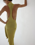 ABRIL MAXI DRESS IN PEAR SLINKY KNIT - De La Vali