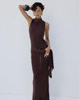 ABRIL MAXI DRESS IN UMBER BROWN SLINKY KNIT