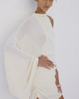 ONDINA MINI DRESS IN BRIGHT CREAM SLINKY KNIT - De La Vali