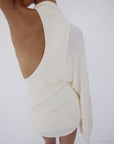 ONDINA MINI DRESS IN BRIGHT CREAM SLINKY KNIT