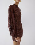 AIRAM DRESS IN BROWN LACE - De La Vali