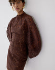 AIRAM DRESS IN BROWN LACE