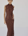 AINHOA MIDI DRESS IN BROWN LACE - De La Vali