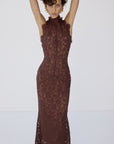 AINHOA MIDI DRESS IN BROWN LACE - De La Vali