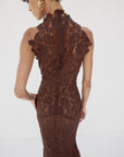 AINHOA MIDI DRESS IN BROWN LACE - De La Vali
