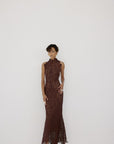 AINHOA MIDI DRESS IN BROWN LACE - De La Vali