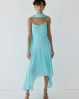 KOMI MIDI DRESS IN AQUA BLUE GEORGETTE - De La Vali