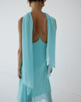 KOMI MIDI DRESS IN AQUA BLUE GEORGETTE - De La Vali