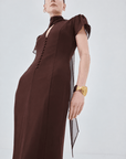 NIEBLA MAXI DRESS IN PLUM CHIFFON - De La Vali
