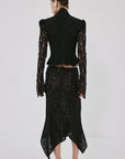 FAELA MIDI SKIRT IN BLACK LACE