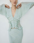SYBIL TOP IN SAGE GREEN - De La Vali