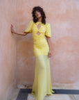 OLYMPIA MAXI DRESS IN YELLOW CREPE - De La Vali