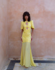 OLYMPIA MAXI DRESS IN YELLOW CREPE - De La Vali