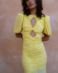 OLYMPIA MAXI DRESS IN YELLOW CREPE - De La Vali