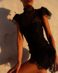 VALENTINA MINI DRESS IN BLACK LACE - De La Vali