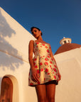 LOLA MINI DRESS IN IVORY & RED FLOR DE AMOR