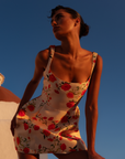 LOLA MINI DRESS IN IVORY & RED FLOR DE AMOR