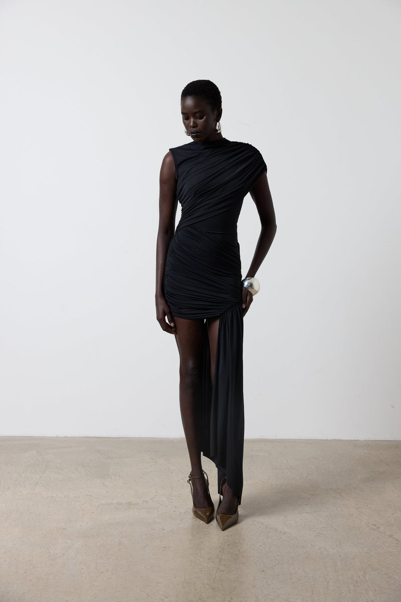 RAVENNA MINI DRESS iIN BLACK SPANDEX JERSEY – DE LA VALI OFFICIAL