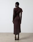 GALLARDO MIDI DRESS IN CHOCOLATE SPANDEX JERSEY